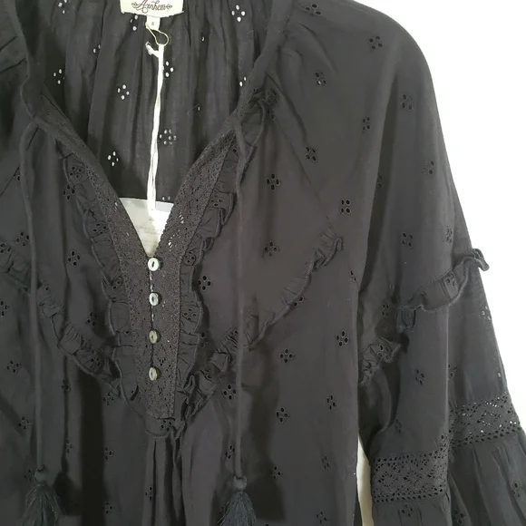 Arnhem Boho Western Prairie Blouse Midnight Black - Picture 10 of 17